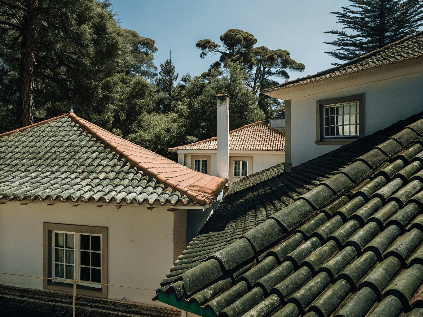 Mosaic roofs and white houses of Cascais