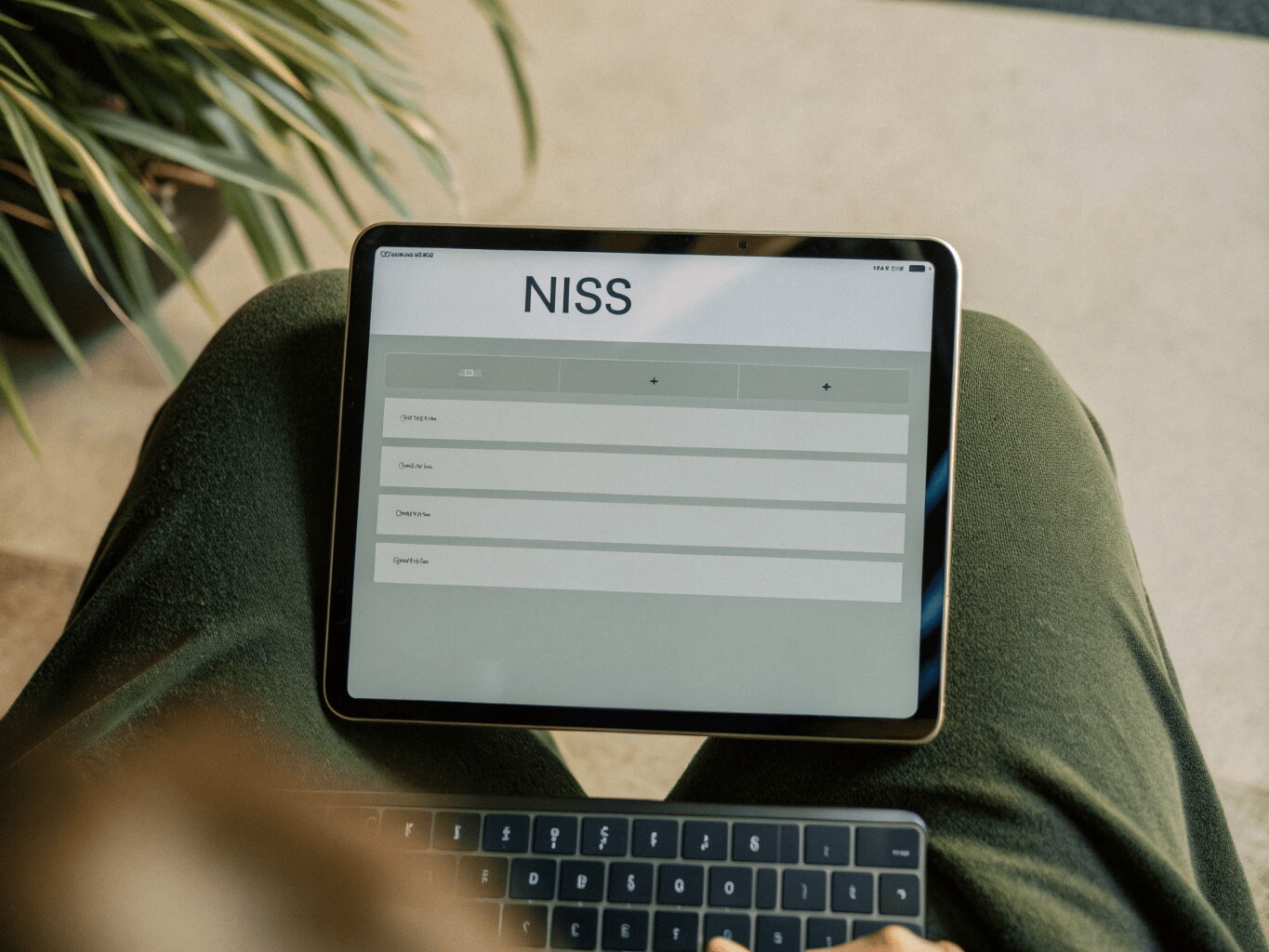 Tablet with interface showing NISS number
